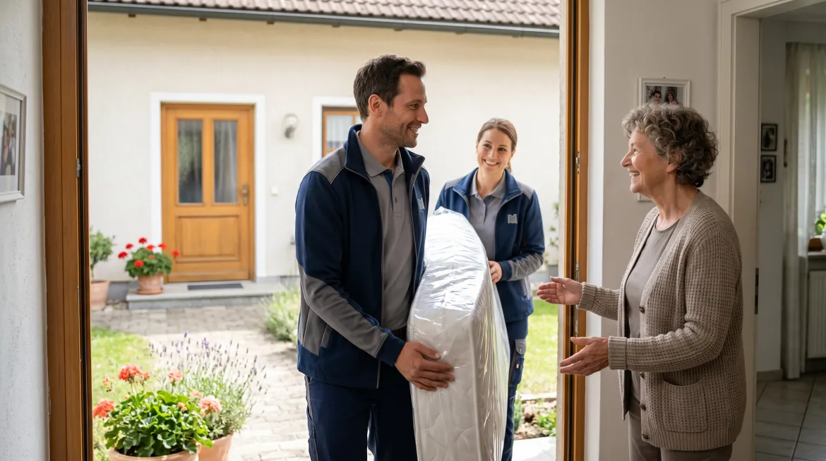 Lieferung, Aufbau und Entsorgung der alten Matratze — alles aus einer Hand.